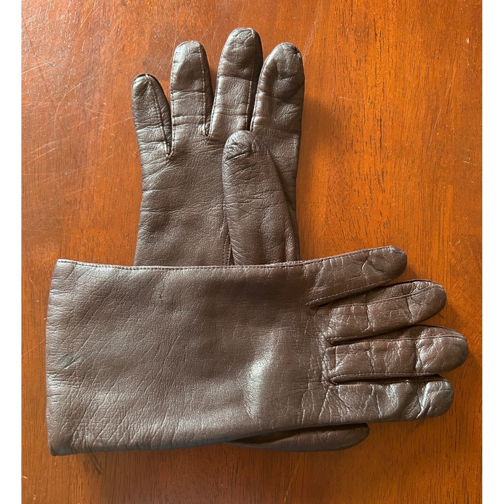 Vintage Italian Gloves Leather Size 8 Brown Good 1970s Dark Academia